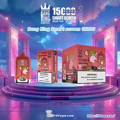 Bang King Smart Screen 15000 Puffs Vape usa e getta - Dispositivo di vaporizzazione usa e getta di lunga durata con display smart screen