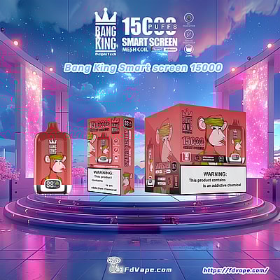 Bang King Smart Screen 15000 Puffs Vape jetable - Appareil de vape jetable longue durée avec écran intelligent