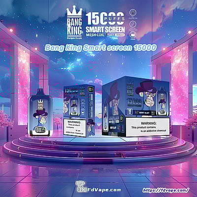 Bang King Smart Screen 15000 Puffs Vape jetable - Appareil de vape jetable longue durée avec écran intelligent