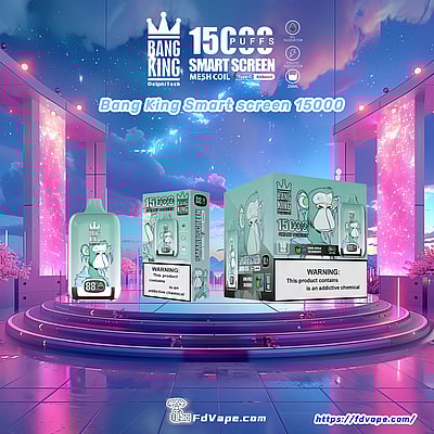 Bang King Smart Screen 15000 Puffs Vape jetable - Appareil de vape jetable longue durée avec écran intelligent