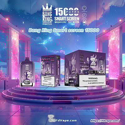 Bang King Smart Screen 15000 Puffs Vape jetable - Appareil de vape jetable longue durée avec écran intelligent