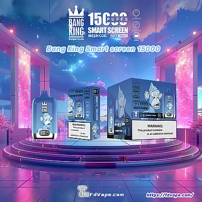 Bang King Smart Screen 15000 Puffs Vape jetable - Appareil de vape jetable longue durée avec écran intelligent