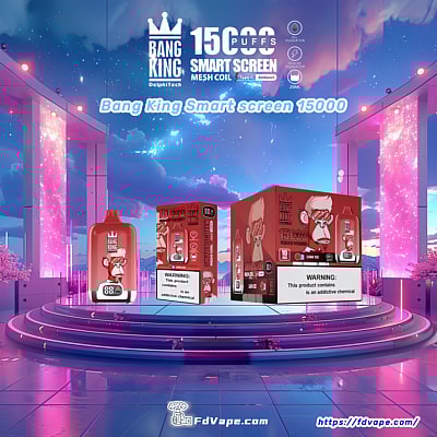 Bang King Smart Screen 15000 Puffs Vape usa e getta - Dispositivo di vaporizzazione usa e getta di lunga durata con display smart screen