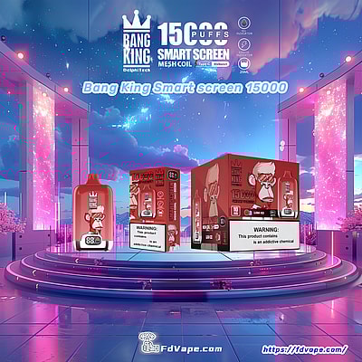 Bang King Smart Screen 15000 Puffs Vape jetable - Appareil de vape jetable longue durée avec écran intelligent