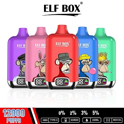 Vape desechable original al por mayor ELF Box Digital 12000 Puffs - Dispositivo de vapeo desechable de alta capacidad con pantalla digital