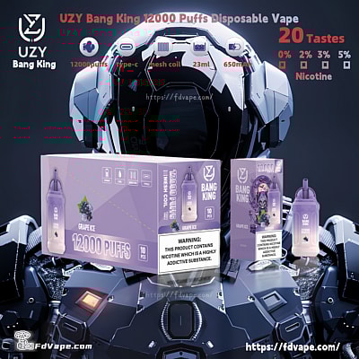 Venda por atacado original UZY Bang King 12000 Puffs Vape descartável - dispositivo vaping descartável de alta capacidade