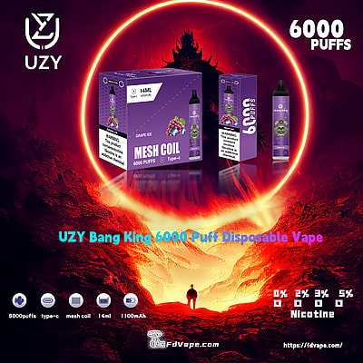 Venda por atacado original UZY Bang King 6000 6k Puff Vape descartável - dispositivo vaping descartável de alta capacidade