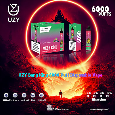 Venda por atacado original UZY Bang King 6000 6k Puff Vape descartável - dispositivo vaping descartável de alta capacidade