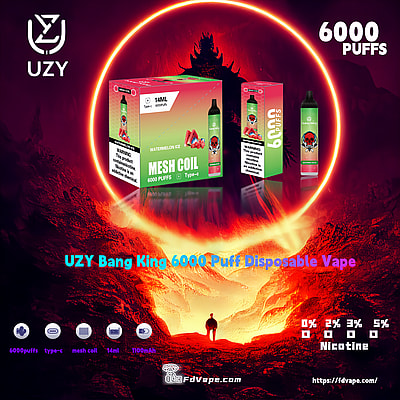 Venda por atacado original UZY Bang King 6000 6k Puff Vape descartável - dispositivo vaping descartável de alta capacidade