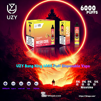 Venda por atacado original UZY Bang King 6000 6k Puff Vape descartável - dispositivo vaping descartável de alta capacidade