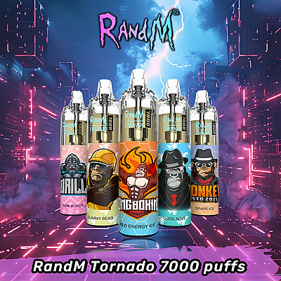 RandM Tornado 7000 7k Puffs Vape Descartável - Dispositivo vaping descartável de alta capacidade