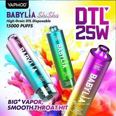 VAPMOD BABYLIA 15000 15K Puffs DTL Disponibel Vape 3% Nikotin 12Tastes LED Display Factory Direct