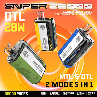 VAPMOD SNIPER 25000 25K Rookwolken Wegwerpvape 3% Nicotine 12Tastes LED-display Fabriek Direct