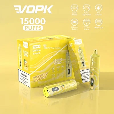 VOPK Shisha Hookah 15000 15k Puffs Vape desechable 0% 2% 3% 5% Nicotina 10Tastes Pantalla LED Directo de fábrica