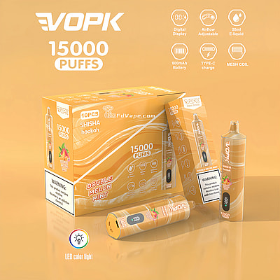 VOPK Shisha Hookah 15000 15k Puffs Disposable Vape 0% 2% 3% 5% Nicotine 10Tastes LED Display Factory Direct