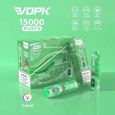 VOPK Shisha Hookah 15000 15k Puffs Vape desechable 0% 2% 3% 5% Nicotina 10Tastes Pantalla LED Directo de fábrica