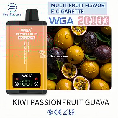 WGA Crystal Plus 20000 20K Puffs Double Taste Disposable Vape 5% Nikotin 18 Tastes LED Display Factory Direct