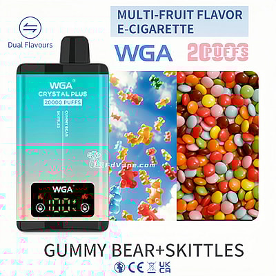 WGA Crystal Plus 20000 20K Puffs Double Taste Disposable Vape 5% Nikotin 18 Tastes LED Display Factory Direct