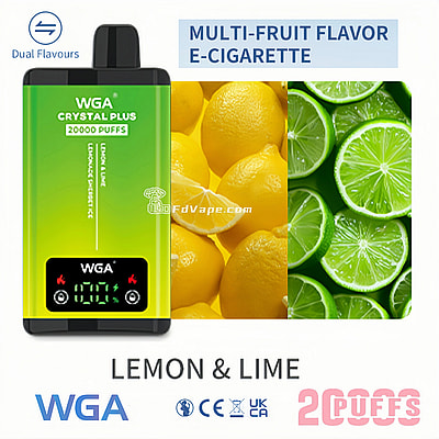 WGA Crystal Plus 20000 20K Puffs Double Taste Disposable Vape 5% Nikotin 18 Tastes LED Display Factory Direct