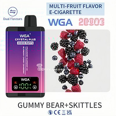 WGA Crystal Plus 20000 20K Puffs Double Taste Disposable Vape 5% Nikotin 18 Tastes LED Display Factory Direct