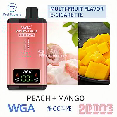 WGA Crystal Plus 20000 20K Puffs Double Taste Disposable Vape 5% Nikotin 18 Tastes LED Display Factory Direct