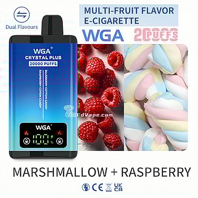 WGA Crystal Plus 20000 20K Puffs Double Taste Disposable Vape 5% Nikotin 18 Tastes LED Display Factory Direct