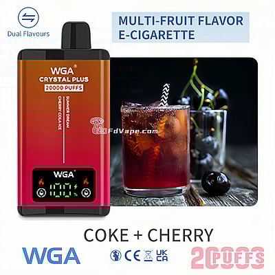 WGA Crystal Plus 20000 20K Puffs Double Taste Disposable Vape 5% Nikotin 18 Tastes LED Display Factory Direct