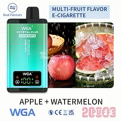 WGA Crystal Plus 20000 20K Puffs Double Taste Disposable Vape 5% Nikotin 18 Tastes LED Display Factory Direct