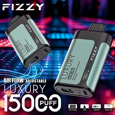 Fizzy Luxury 15k 15000 Puffs Disposable Vape Pen 2% 5% Nicotine 15Tastes-LED Display -Factory Direct