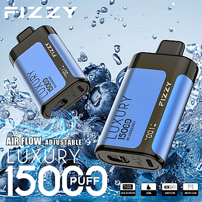 Fizzy Luxury 15k 15000 Puffs Disposable Vape Pen 2% 5% Nicotine 15Tastes-LED Display -Factory Direct