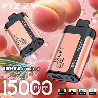 Fizzy Luxury 15k 15000 Puffs Disposable Vape Pen 2% 5% Nicotine 15Tastes-LED Display -Factory Direct