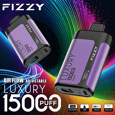 Fizzy Luxury 15k 15000 Puffs Disposable Vape Pen 2% 5% Nicotine 15Tastes-LED Display -Factory Direct