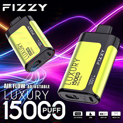 Fizzy Luxury 15k 15000 Puffs Disposable Vape Pen 2% 5% Nicotine 15Tastes-LED Display -Factory Direct