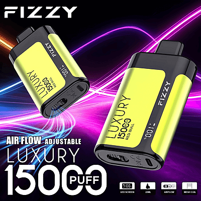 Fizzy Luxury 15k 15000 Puffs Disposable Vape Pen 2% 5% Nicotine 15Tastes-LED Display -Factory Direct