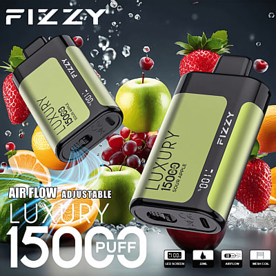Fizzy Luxury 15k 15000 Puffs Disposable Vape Pen 2% 5% Nicotine 15Tastes-LED Display -Factory Direct