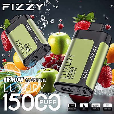 Fizzy Luxury 15k 15000 Puffs Disposable Vape Pen 2% 5% Nicotine 15Tastes-LED Display -Factory Direct