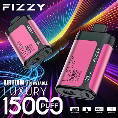 Fizzy Luxury 15k 15000 Puffs Disposable Vape Pen 2% 5% Nicotine 15Tastes-LED Display -Factory Direct