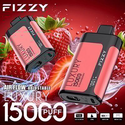 Fizzy Luxury 15k 15000 Puffs Disposable Vape Pen 2% 5% Nicotine 15Tastes-LED Display -Factory Direct