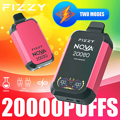 Fizzy Nova 20k 20000 Puffs Dual Mesh Disposable Vape Pen 2% 5% Nicotine 12Tastes LCD-scherm Fabrieksdirect
