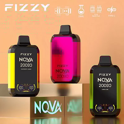 Fizzy Nova 20k 20000 Puffs Dual Mesh Einweg-Vape-Pen 2% 5% Nikotin 12Tastes LCD-Bildschirm Fabrik direkt