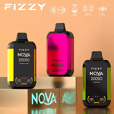Fizzy Nova 20k 20000 Puffs Dual Mesh Disposable Vape Pen 2% 5% Nicotine 12Tastes LCD-scherm Fabrieksdirect