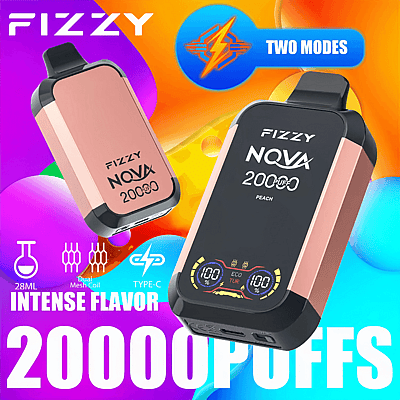 Fizzy Nova 20k 20000 Puffs Dual Mesh Disposable Vape Pen 2% 5% Nicotine 12Tastes LCD-scherm Fabrieksdirect