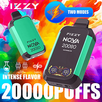 Fizzy Nova 20k 20000 Puffs Dual Mesh Disposable Vape Pen 2% 5% Nicotine 12Tastes LCD-scherm Fabrieksdirect