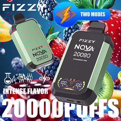 Fizzy Nova 20k 20000 Puffs Dual Mesh Einweg-Vape-Pen 2% 5% Nikotin 12Tastes LCD-Bildschirm Fabrik direkt