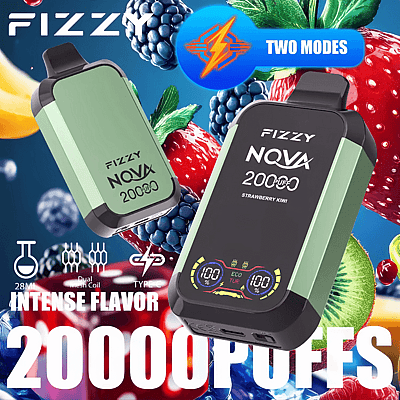 Fizzy Nova 20k 20000 Puffs Dual Mesh Disposable Vape Pen 2% 5% Nicotine 12Tastes LCD-scherm Fabrieksdirect