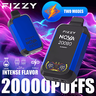 Fizzy Nova 20k 20000 Puffs Dual Mesh Disposable Vape Pen 2% 5% Nicotine 12Tastes LCD-scherm Fabrieksdirect