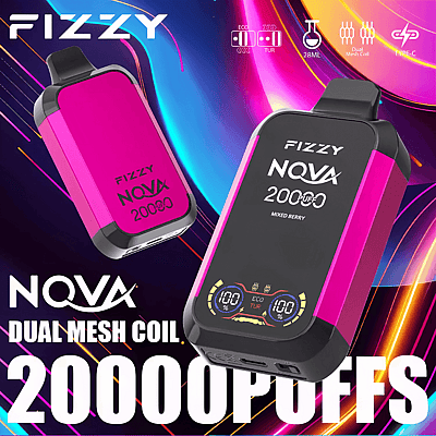 Fizzy Nova 20k 20000 Puffs Dual Mesh Disposable Vape Pen 2% 5% Nicotine 12Tastes LCD-scherm Fabrieksdirect
