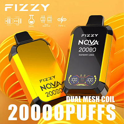 Fizzy Nova 20k 20000 Puffs Dual Mesh Einweg-Vape-Pen 2% 5% Nikotin 12Tastes LCD-Bildschirm Fabrik direkt