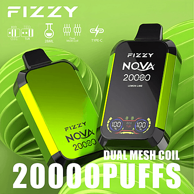 Fizzy Nova 20k 20000 Puffs Dual Mesh Disposable Vape Pen 2% 5% Nicotine 12Tastes LCD-scherm Fabrieksdirect
