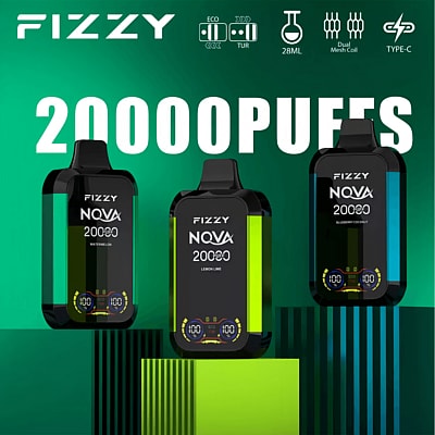 Fizzy Nova 20k 20000 Puffs Dual Mesh Einweg-Vape-Pen 2% 5% Nikotin 12Tastes LCD-Bildschirm Fabrik direkt